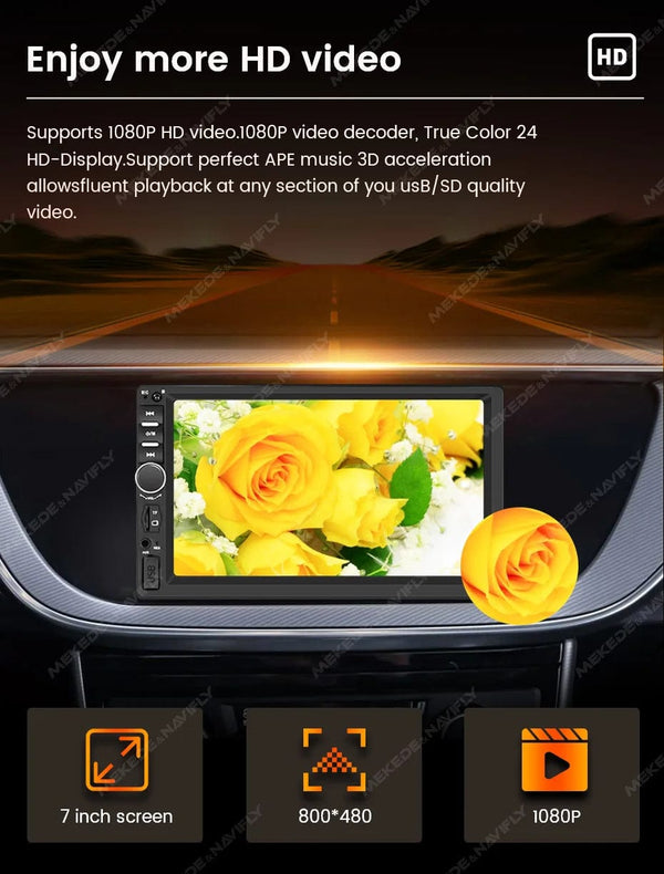 Planet Gates 7 inch HD Touch Screen Universal Car Radio MP5 Multimedia Video Player Support BT SWC TF Camera FM radio MirrorLink carplay