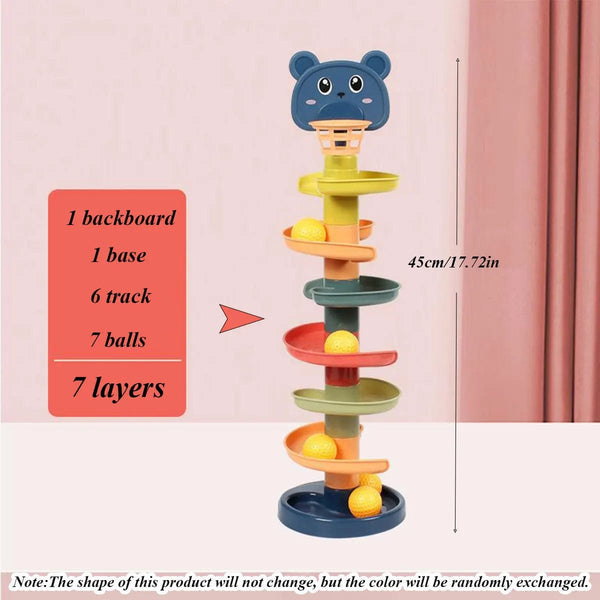 Planet Gates 7 layers Different Layers Baby Track Rolling Ball Toy Early Educational Puzzle Toy for Children Montessori Sliding Track Tower Kids Gift