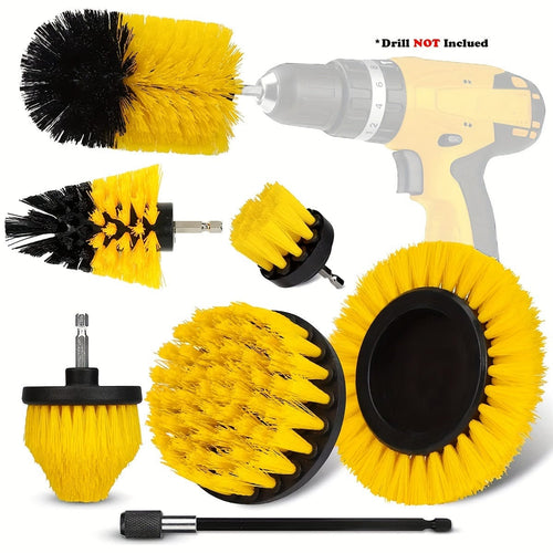 Planet Gates 7 PCS Drill Brush Set 7pcs Drill Brush Attachment Set, Power Scrubber Wash Cleaning Brushes Tool Kit, All Purpose Drill Brush With Extension For Grout Floor, Tub Shower Tile, Bathroom, Kitchen Surface And Car