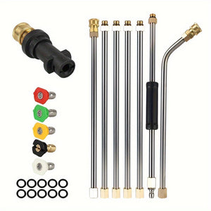 Planet Gates 7 Rods + 5 Color Nozzles + Adapters + Sealing Rings 1 Set High Quality Car Washer With Extender High Pressure Gun Nozzle For Karcher K2 - K7 Roof Cleaner Extension Wand Foam Wash Lance Jet Set Auto Accessories