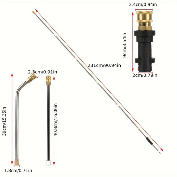 Planet Gates 7 Rods + 5 Color Nozzles + Adapters + Sealing Rings 1 Set High Quality Car Washer With Extender High Pressure Gun Nozzle For Karcher K2 - K7 Roof Cleaner Extension Wand Foam Wash Lance Jet Set Auto Accessories