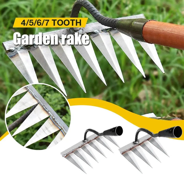 Planet Gates 7 teeth / China Gardening Hoe Weeding Rake Steel Farm Tool Grasping Raking Level Loosen Soil Harrow Clean Leaves Collect Weeds Agricultural Tool