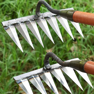 Planet Gates 7 teeth / China Gardening Hoe Weeding Rake Steel Farm Tool Grasping Raking Level Loosen Soil Harrow Clean Leaves Collect Weeds Agricultural Tool
