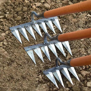 Planet Gates 7 teeth / China Gardening Hoe Weeding Rake Steel Farm Tool Grasping Raking Level Loosen Soil Harrow Clean Leaves Collect Weeds Agricultural Tool