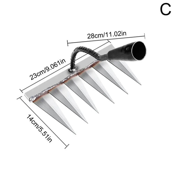 Planet Gates 7 teeth / China Gardening Hoe Weeding Rake Steel Farm Tool Grasping Raking Level Loosen Soil Harrow Clean Leaves Collect Weeds Agricultural Tool