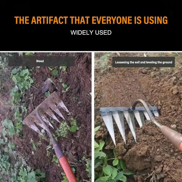 Planet Gates 7 teeth / China Gardening Hoe Weeding Rake Steel Farm Tool Grasping Raking Level Loosen Soil Harrow Clean Leaves Collect Weeds Agricultural Tool