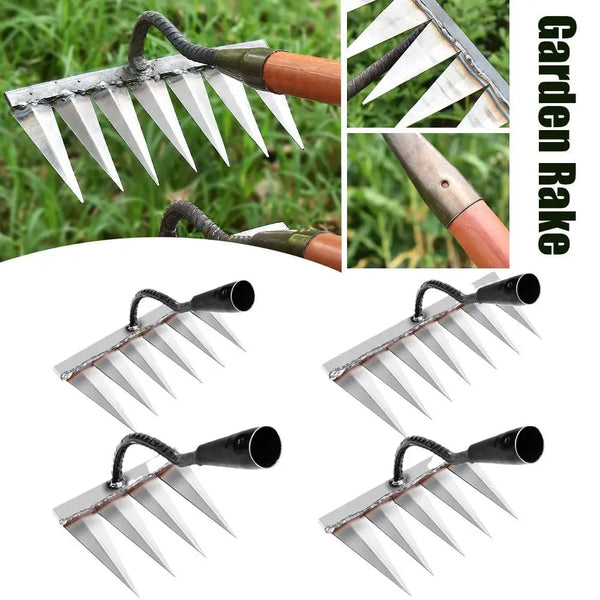 Planet Gates 7 teeth / China Gardening Hoe Weeding Rake Steel Farm Tool Grasping Raking Level Loosen Soil Harrow Clean Leaves Collect Weeds Agricultural Tool