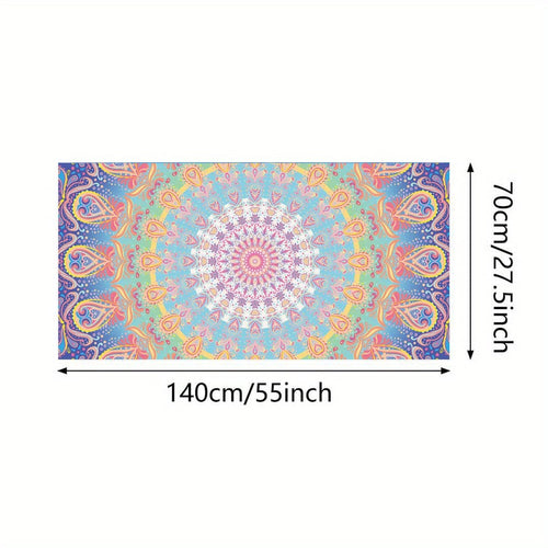 Planet Gates 70.1*139.95 cm 1pc Mandala Pattern Beach Towel, Quick Drying Soft Absorbent Beach Towel, For Outdoor Travel Camping Summer Vacation, Swimming Pool Supplies, Beach Essentials