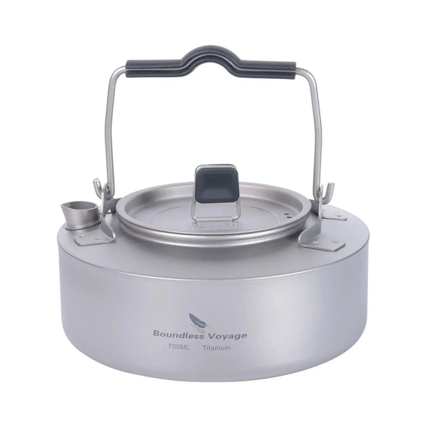 Planet Gates 700ml Ti3100D Boundless Voyage Titanium 700/1000ml Tea Kettle with Folding Handle Outdoor Camping Cookware Ultralight Portable Teapot