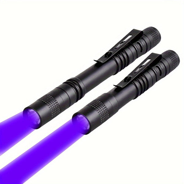 Planet Gates 701+702 1/2pcs 395nm UV Black Light Flashlight, Small Portable Pocket Pen Lightsfor Leak, Pet Urine, Hotel Inspection, Dry Stain And Dye Detector Ultraviolet Invisible Ink Torch, Ore Moneyscorpion Detection Lamp