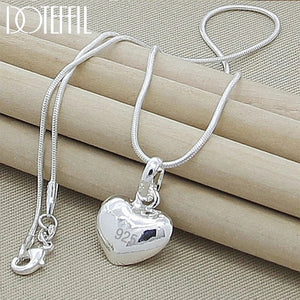 Planet Gates 70cm DOTEFFIL 925 Sterling Silver Solid Small Heart Pendant Necklace 16-30 Inch Snake Chain For Women Wedding Charm Fashion Jewelry