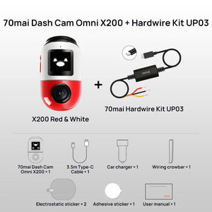 Planet Gates 70mai Dash Cam Omni X200 360° Full View Built-in GPS ADAS 70mai Car DVR X200 Camera 24H Parking Monitor eMMC Storage AI Motion