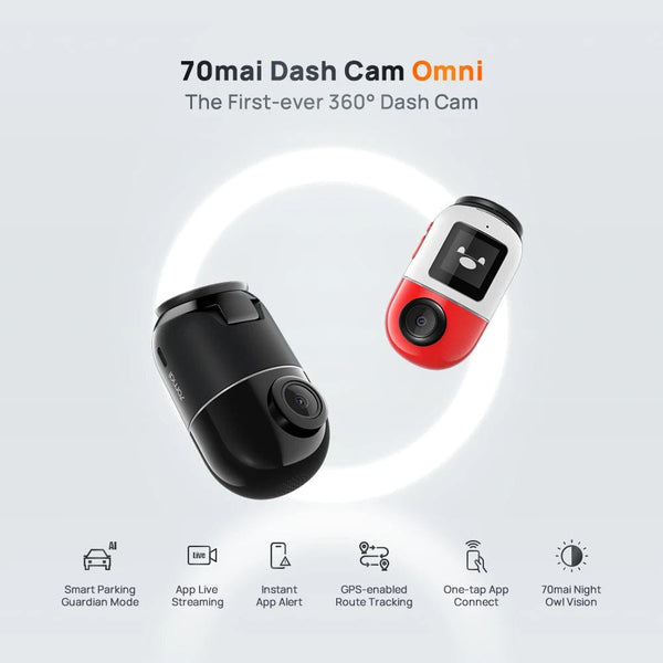 Planet Gates 70mai Dash Cam Omni X200 360° Full View Built-in GPS ADAS 70mai Car DVR X200 Camera 24H Parking Monitor eMMC Storage AI Motion