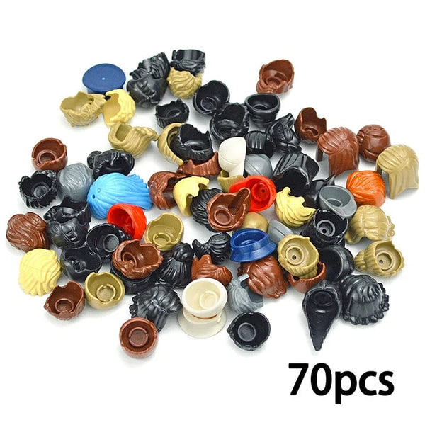 Planet Gates 70Pcs Set C Figure Head Hair Hat Faces Creative Laugh Cry Cute Facial Model Kids Toys Boy Girl Gift Expression DIY Bricks Building Blocks
