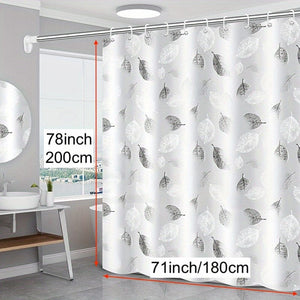 Planet Gates 71x78.7in (180x200cm) 1pc PEVA Leaf Pattern Plastic Shower Curtain With Plastic Hooks, Shower Liner With Metal Grommets, Waterproof Durable Shower Curtain, Bathroom Partition, Room Decor