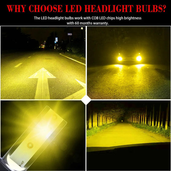 Planet Gates 72W 16000LM Car Headlight H4 H7 H1 LED H8 H9 H11 12000K 6000K 6500K lemon green Auto fog Light H3 9005 HB3 9006 12V LED Bulb F2C