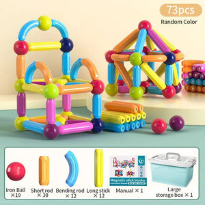 Planet Gates 73PCS / United States Kids Magnetic Construction Set Magnetic Balls Stick Building Blocks Montessori Educational Toys For Children Gift