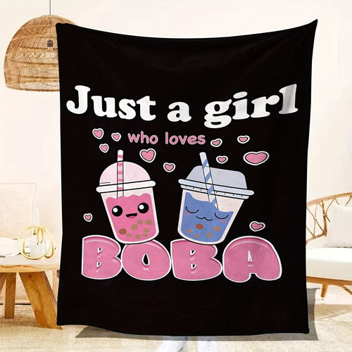 Planet Gates 75*100cm 1pc Anime Blankets, Plush Boba Milk Tea Wool Blankets, Cute Gifts For Girls Who Love Boba, Comfortable Filling, Super Soft And Lightweight Flannel Blankets And Sheets For Beds And Chairs