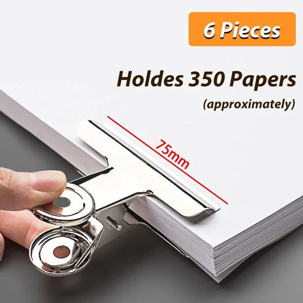 Planet Gates 75mm 6pcs Stainless Steel Multi-functional Metal Clamp Paper Clips Strong Binder School Office Household Stationery Supplies