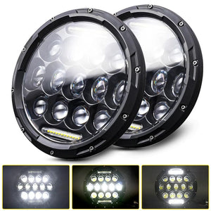 Planet Gates 75W headlight balck 2x Car 7 Inch Led Headlight Hi/Low H4 Halo Angle Eyes DRL For Jeep JK TJ OffRoad Defender Hummer 4x4 Suzuki Samurai Headlamp