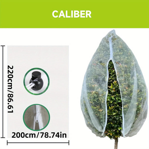 Planet Gates 78.74*86.61in(200*220cm) 1pc, Garden Netting, Insect Bird Barrier Netting Mesh With Drawstring And Zipper, Garden Bug Netting Plant Cover Fruit Tree Net For Protect Plant Fruits Citrus Flower From Insect Bird Eating
