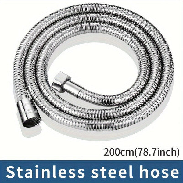 Planet Gates 78.74inch(200cm) 1 Roll, 304 Stainless Steel Silvery Shower Hose For Gardening, Extra Long Durable And Flexible Shower Hose, Gardening Hose Gardening Accessories