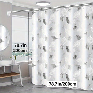 Planet Gates 78.7x78.7in (200x200cm) 1pc PEVA Leaf Pattern Plastic Shower Curtain With Plastic Hooks, Shower Liner With Metal Grommets, Waterproof Durable Shower Curtain, Bathroom Partition, Room Decor