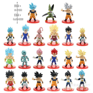 Planet Gates 78 Pcs/Lot Dragon Ball Mini Figure Wholesale 18+18+21+21 6-8cm Figurines With Base Gacha Anime PVC Dolls Toy