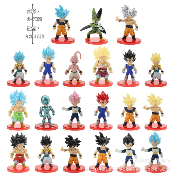 Planet Gates 78 Pcs/Lot Dragon Ball Mini Figure Wholesale 18+18+21+21 6-8cm Figurines With Base Gacha Anime PVC Dolls Toy
