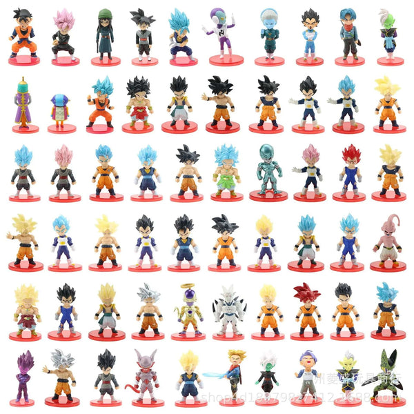 Planet Gates 78 Pcs/Lot Dragon Ball Mini Figure Wholesale 18+18+21+21 6-8cm Figurines With Base Gacha Anime PVC Dolls Toy