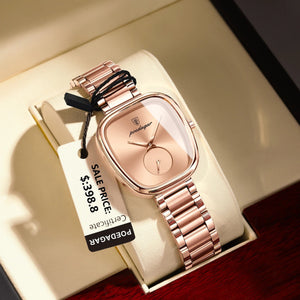 Planet Gates 783 Rose Gold Green POEDAGAR Luxury Watch for Woman Waterproof Stainless Steel Quartz Ladies Watch High Quality Women's Watches Elegant Female Clock
