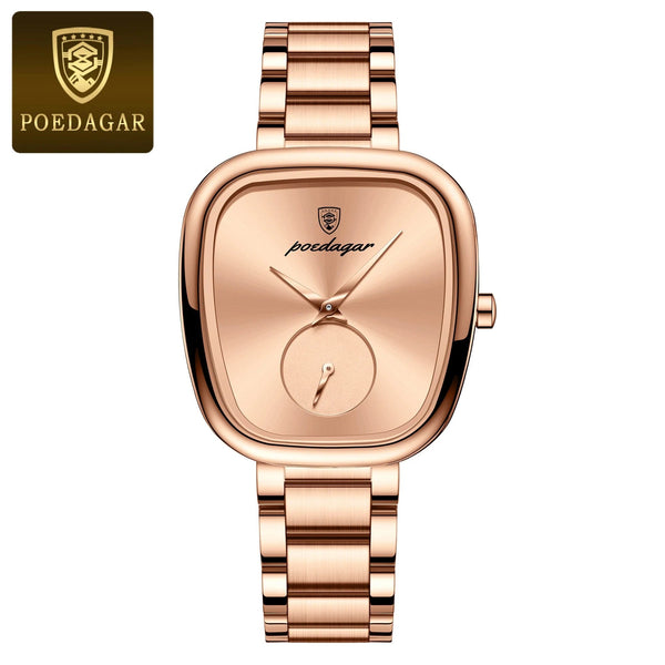 Planet Gates 783 Rose Gold Green POEDAGAR Luxury Watch for Woman Waterproof Stainless Steel Quartz Ladies Watch High Quality Women's Watches Elegant Female Clock