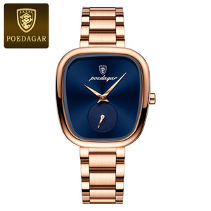Planet Gates 783 Rose Gold Green POEDAGAR Luxury Watch for Woman Waterproof Stainless Steel Quartz Ladies Watch High Quality Women's Watches Elegant Female Clock