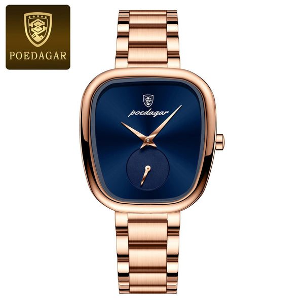 Planet Gates 783 Rose Gold Green POEDAGAR Luxury Watch for Woman Waterproof Stainless Steel Quartz Ladies Watch High Quality Women's Watches Elegant Female Clock