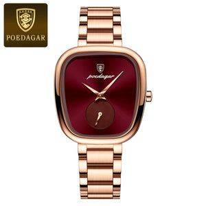 Planet Gates 783 Rose Gold Green POEDAGAR Luxury Watch for Woman Waterproof Stainless Steel Quartz Ladies Watch High Quality Women's Watches Elegant Female Clock