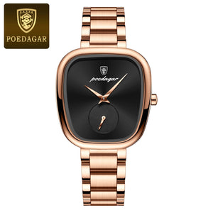 Planet Gates 783 Rose Gold Green POEDAGAR Luxury Watch for Woman Waterproof Stainless Steel Quartz Ladies Watch High Quality Women's Watches Elegant Female Clock