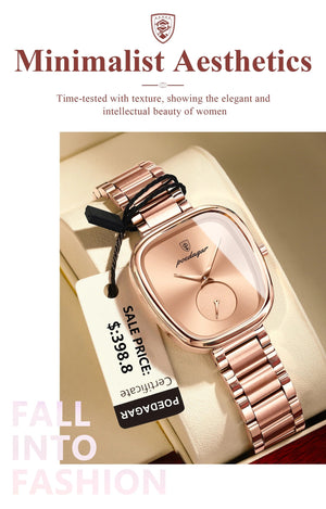 Planet Gates 783 Rose Gold Green POEDAGAR Luxury Watch for Woman Waterproof Stainless Steel Quartz Ladies Watch High Quality Women's Watches Elegant Female Clock