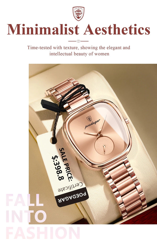 Planet Gates 783 Rose Gold Green POEDAGAR Luxury Watch for Woman Waterproof Stainless Steel Quartz Ladies Watch High Quality Women's Watches Elegant Female Clock