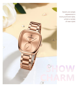 Planet Gates 783 Rose Gold Green POEDAGAR Luxury Watch for Woman Waterproof Stainless Steel Quartz Ladies Watch High Quality Women's Watches Elegant Female Clock