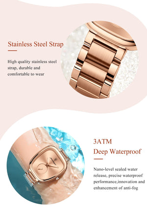 Planet Gates 783 Rose Gold Green POEDAGAR Luxury Watch for Woman Waterproof Stainless Steel Quartz Ladies Watch High Quality Women's Watches Elegant Female Clock