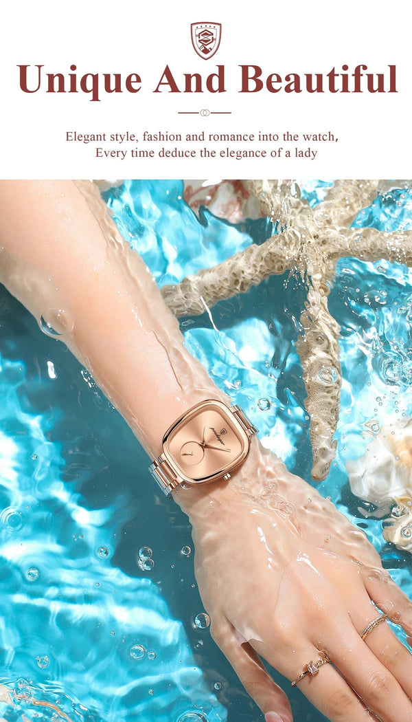 Planet Gates 783 Rose Gold Green POEDAGAR Luxury Watch for Woman Waterproof Stainless Steel Quartz Ladies Watch High Quality Women's Watches Elegant Female Clock