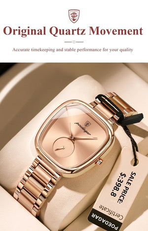 Planet Gates 783 Rose Gold Green POEDAGAR Luxury Watch for Woman Waterproof Stainless Steel Quartz Ladies Watch High Quality Women's Watches Elegant Female Clock