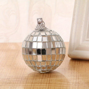 Planet Gates 7cm Silver 1pc, Glass Mirror Reflective Disco Ball Christmas Ball Bar Photography Props Wedding Baking Cake Decoration Decoration