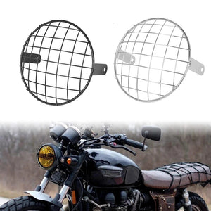 Planet Gates 7INCH New Metal Retro Motorcycle Headlight Protector Cover Fit For Universal Harley Triumph Honda HeadLamp Mesh Grille Lampshade