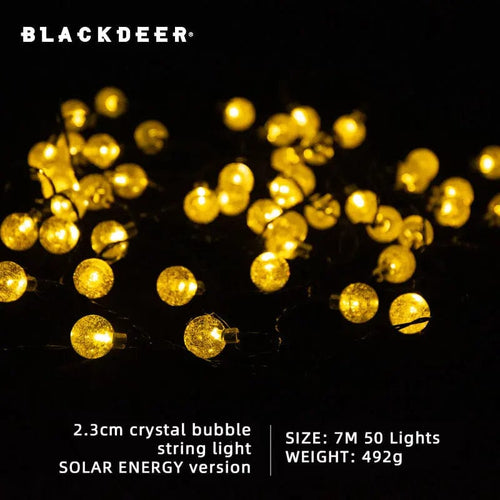 Planet Gates 7M Solar Energy BLACKDEER Solar String Lights Outdoor 100 Led Crystal Globe LightsWaterproof USB Battery Powered Patio Light for camping tent