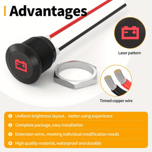 Planet Gates 7pcs 12V 7pcs 12MM Indicator Light Black Housing Signal Indicator Light Multiple Symbol Lasered Flat Indicator Light With Wire Leads For Car