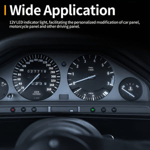 Planet Gates 7pcs 12V 7pcs 12MM Indicator Light Black Housing Signal Indicator Light Multiple Symbol Lasered Flat Indicator Light With Wire Leads For Car