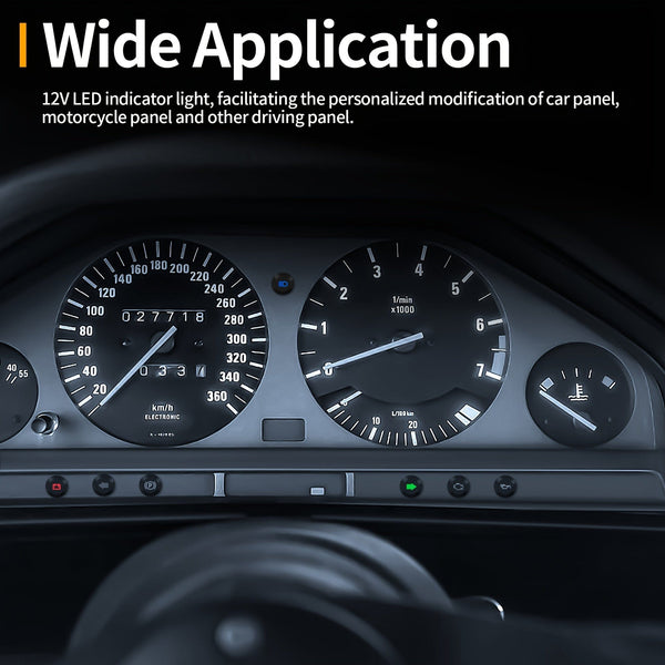 Planet Gates 7pcs 12V 7pcs 12MM Indicator Light Black Housing Signal Indicator Light Multiple Symbol Lasered Flat Indicator Light With Wire Leads For Car