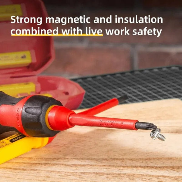 Planet Gates 7PCs Deli VDE Insulated Screwdriver Set Slotted Phillips Screw Driver Bits Kit With Tester Pen Electricians Hand Tools