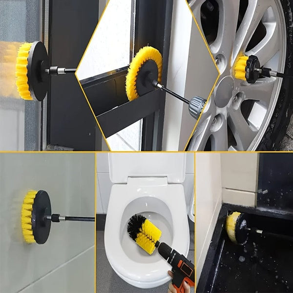 Planet Gates 7pcs Drill Brush Attachment Set, Power Scrubber Wash Cleaning Brushes Tool Kit, All Purpose Drill Brush With Extension For Grout Floor, Tub Shower Tile, Bathroom, Kitchen Surface And Car